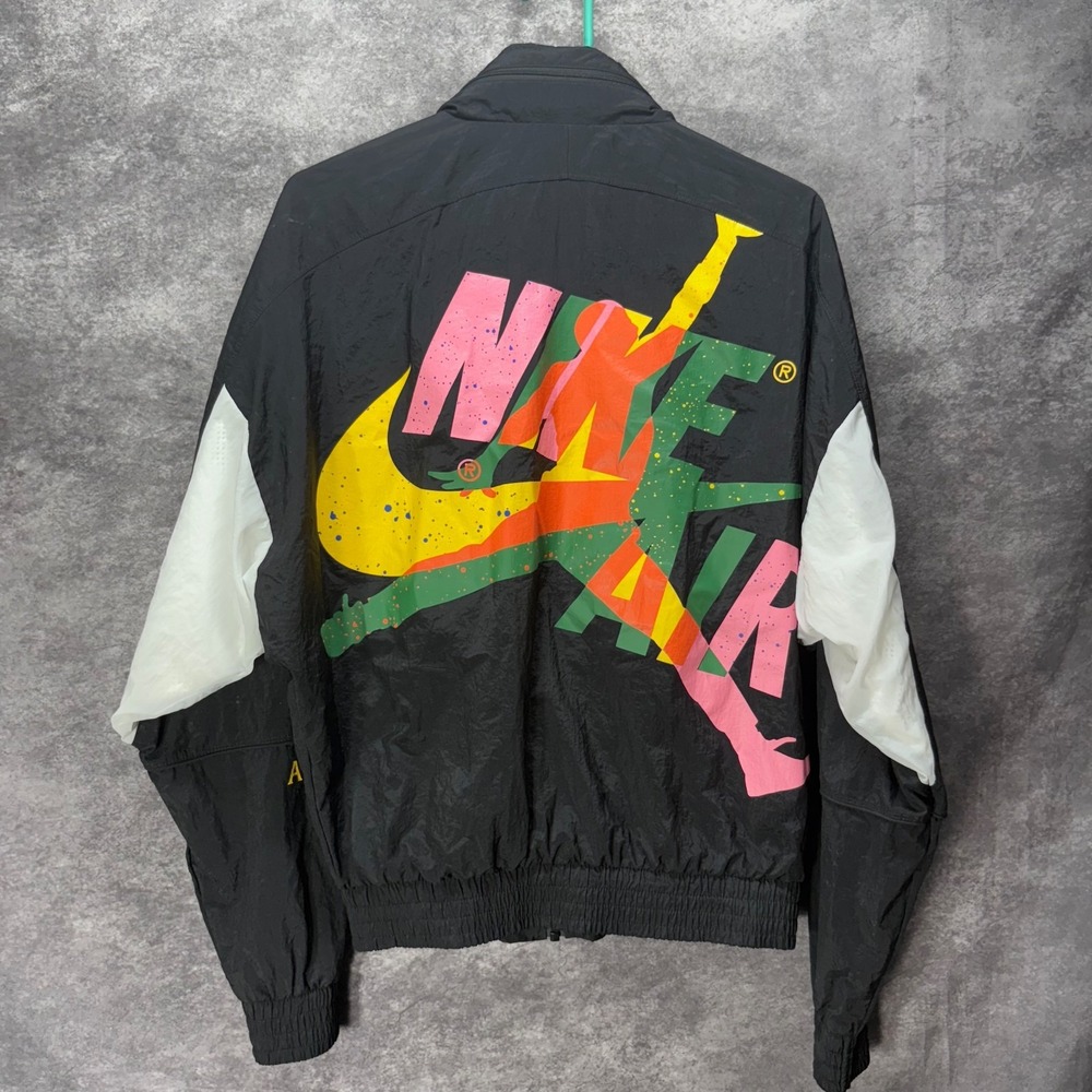 Y2K Nike Air Jordan Jumpman Full Zip Windbreaker Mens S Coloful Logo Streetwear